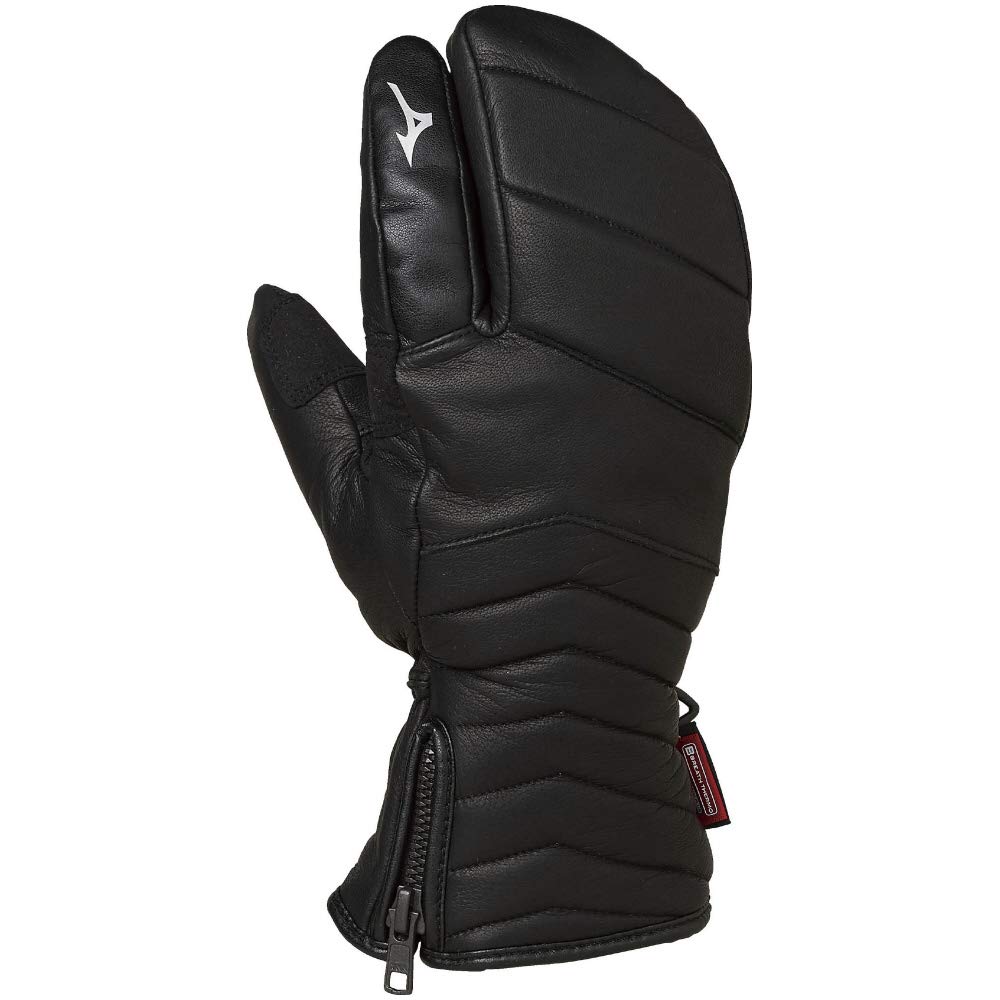 

MIZUNO Ski Leather Size Black Gloves, 3-Finger Gloves, Z2JY9502, LL,