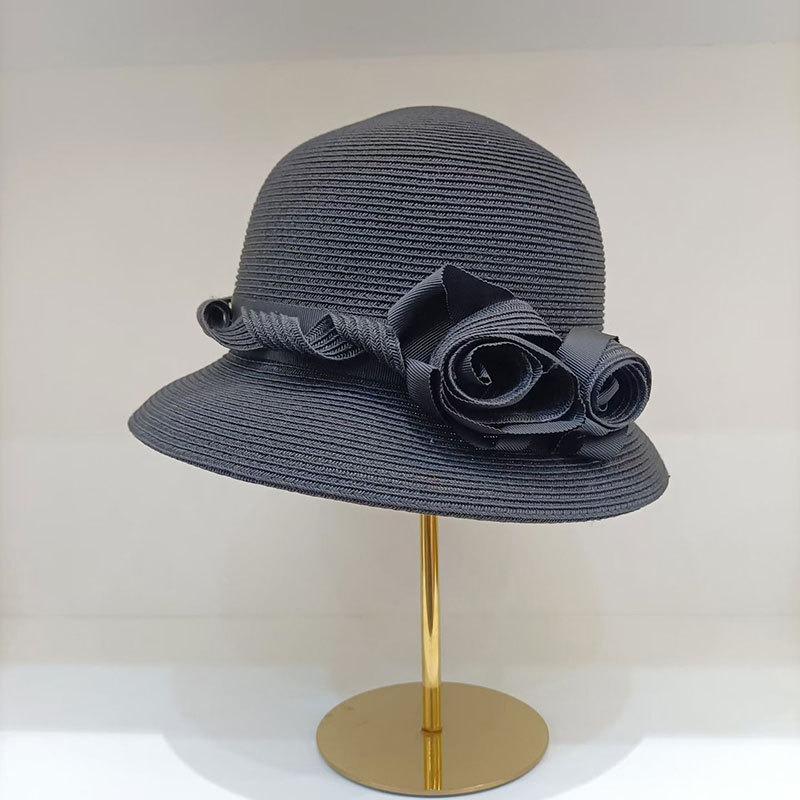 

Elegant Hepburn Style Floral Hat for Women Spring Summer Outdoor Sun Hat Beach Ladies Fashion Accessory 56-58CM чорний