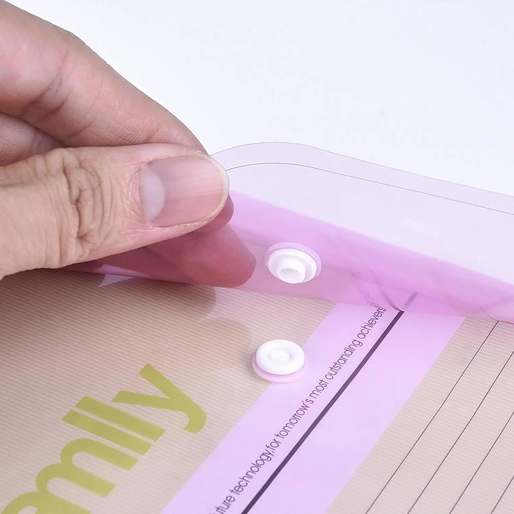 Audiofan Clear File Set A4 File Button Envelope Document Receipt for and Organizing Documents and Materials Yellow Pink Transparent Blue Purple 2 of