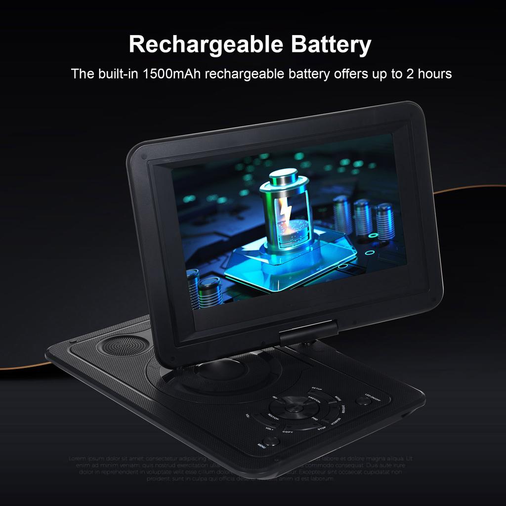 Portable DVD Player 9.8in 270 Degrees Rotatable HD Screen DVD Player with Game Function and Rechargeable Battery for
