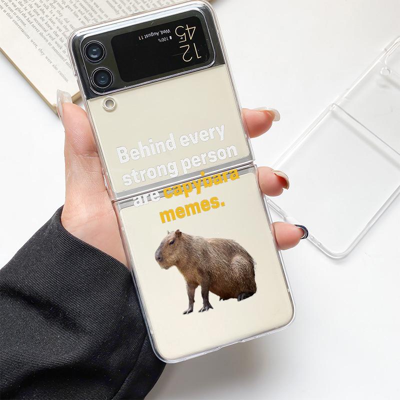 

Чехол для телефона Samsung GalaxyZ Flip 4 5 раза, прозрачный жесткий корпус из поликарбоната, милый мультяшный капибара для Samsung Z Flip 3, чехол, чехол-бампер Galaxy Z Flip 3