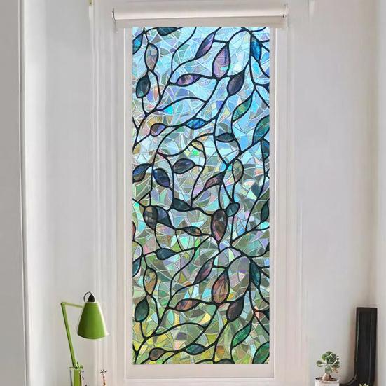 Folia Prywatnościowa na Okno 3D Dekoracyjna Matowa Statyczna Adhezja Usuwalna Wielokrotnego Użytku Dom Biuro Łazienka Blokująca Promieniowanie UV Naklejka na Szkło Pokrycie