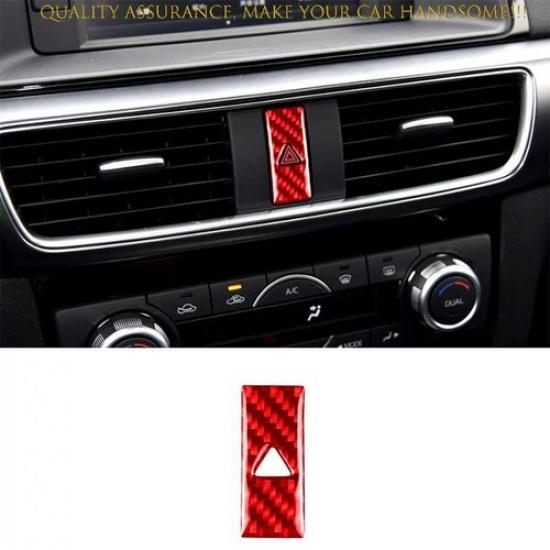 For Mazda CX-5 2017-2024 Red Real Carbon Fiber Emergency Light Switch Panel Trim