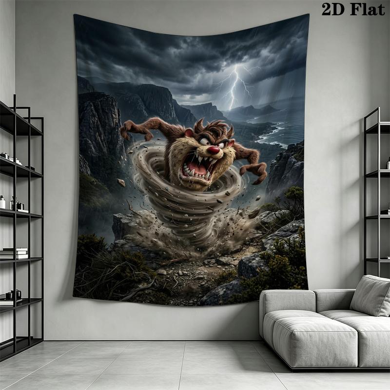 Tazmanian Devil Wall Tapestry Aesthetic Wall Hanging Printed Fabric Blanket Decorative Tapestries for Bedroom Living Room Home Decor