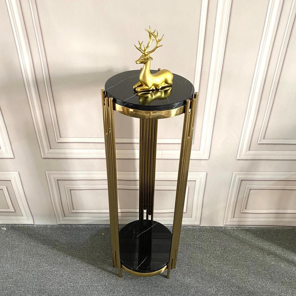 Marble TV Cabinet & Flower Stand: Stainless Steel Living Room Storage Rack