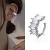 A Girl 1Pcs Irregular Square Zircon Ear Clip Earrings for Women Geometry Ear Cuff Party Fashion Silver Color Jewelry Gifts