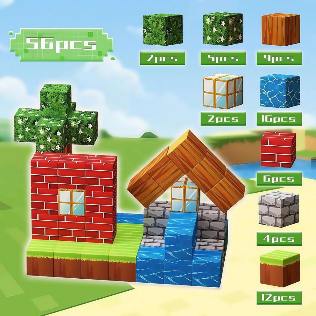 My Block World Children's Magnetic Cubes Set - Primeval Forest