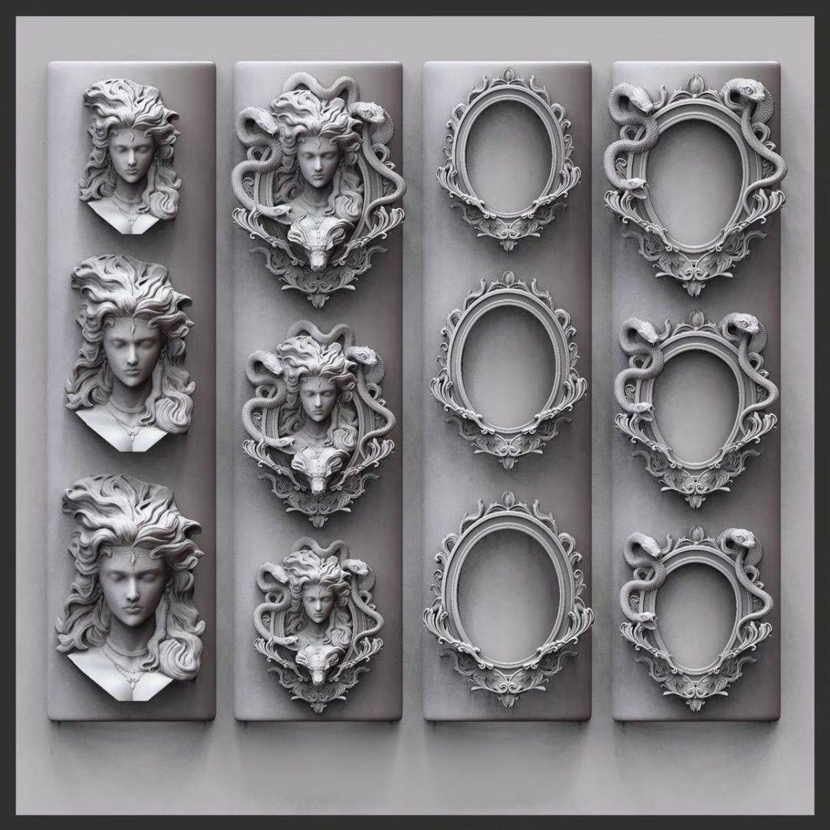 Medusa Snake Head 3D Embossed Nail Art Stencils with High Transparency