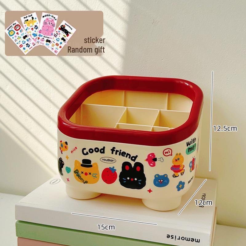 Trapezoidal 6-Grid Pen Holder: Creative, Cute DIY Desktop Organizer for Students