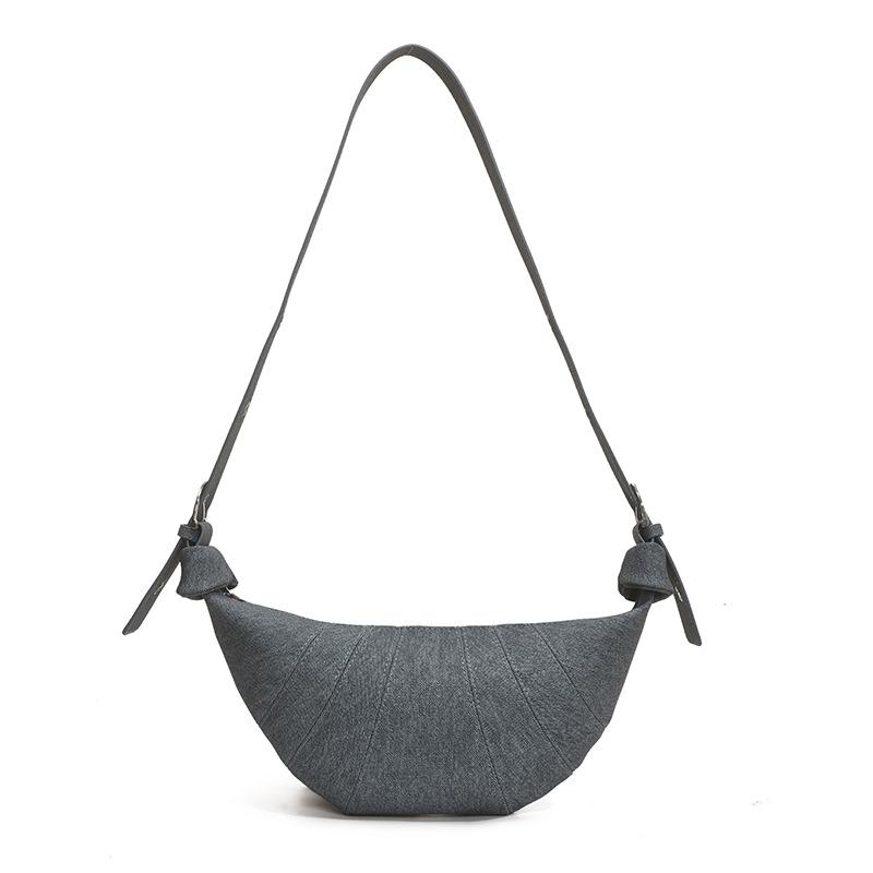 Retro washed denim versatile croissant bag new bag women's large-capacity shoulder messenger bag