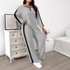 TUME Plus Size Ribbed Hoodie & Wide Leg Pants - Women's Autumn/Winter Casual Fashion Two-Piece Set