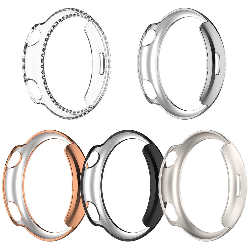 For vivo Watch 5 Clear Watch Case Rhinestone Decorative Hollow Design PC Watch Cover