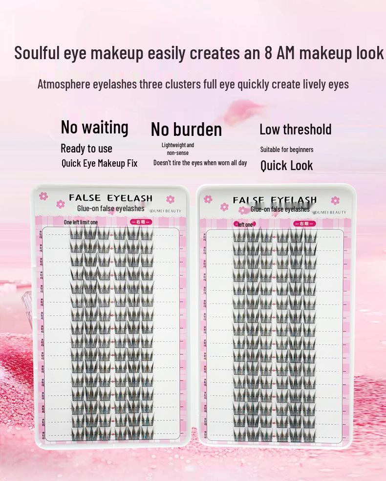 Cross-Border Large Capacity Glue Style False Eyelashes - 32 Rows Natural Lively Photogenic Comic Segmented Lashes