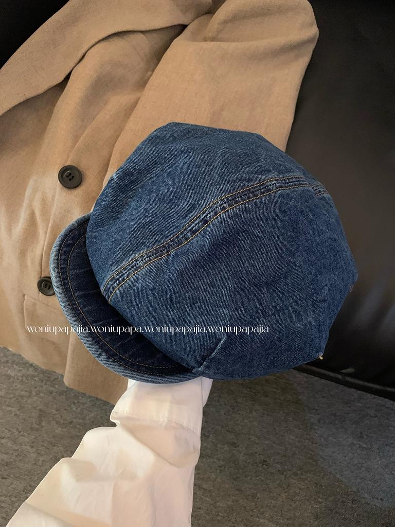 American-style Irregularly Patched Denim Baseball Cap with Holes. Suitable for Various Styles Such As Casual and Korean Style.