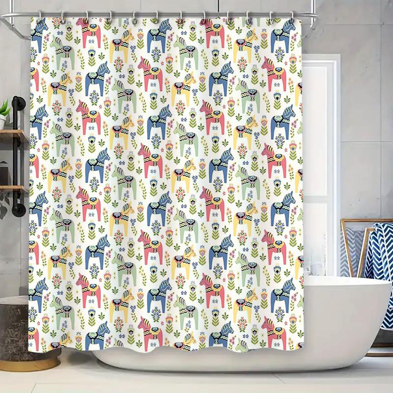 

Unframed Floral Shower Curtain Botanical Greenery Nature Pattern Bathroom Decor Vintage Farmhouse Rustic Home Textile Washable W W60H190(CM)-1 Pcs
