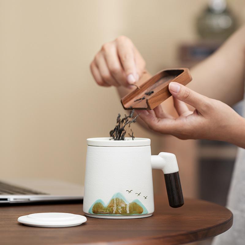High-end national style new Chinese style tea brewing office cup tea separation business tea set creative portable gift