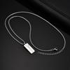 Stainless Steel Punk Cracked Square Pendant Necklace for Men, Minimalist Hip Hop Geometric Necklace Box Chain, Fashion Jewelry