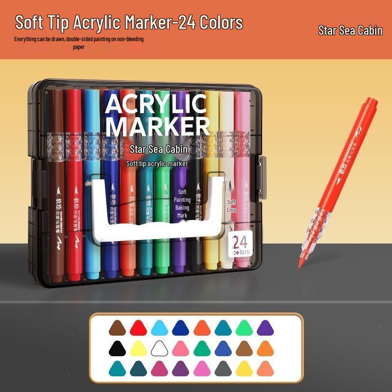 Diamond Acrylic Marker Pen Set for Glass Painting - Non-toxic, Soft Tip, Color Layering Stationery.