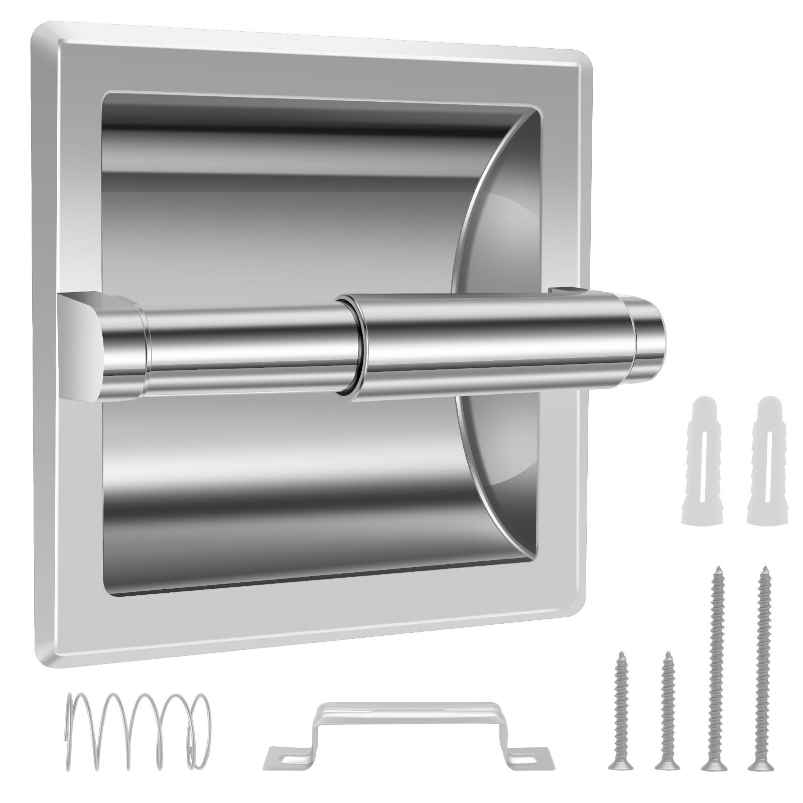 

Recessed Toilet Paper Holder Wall Mounted Tissue Roll Holder 304 Stainless Steel Toilet Paper Rack Space Saving Tissue Roll