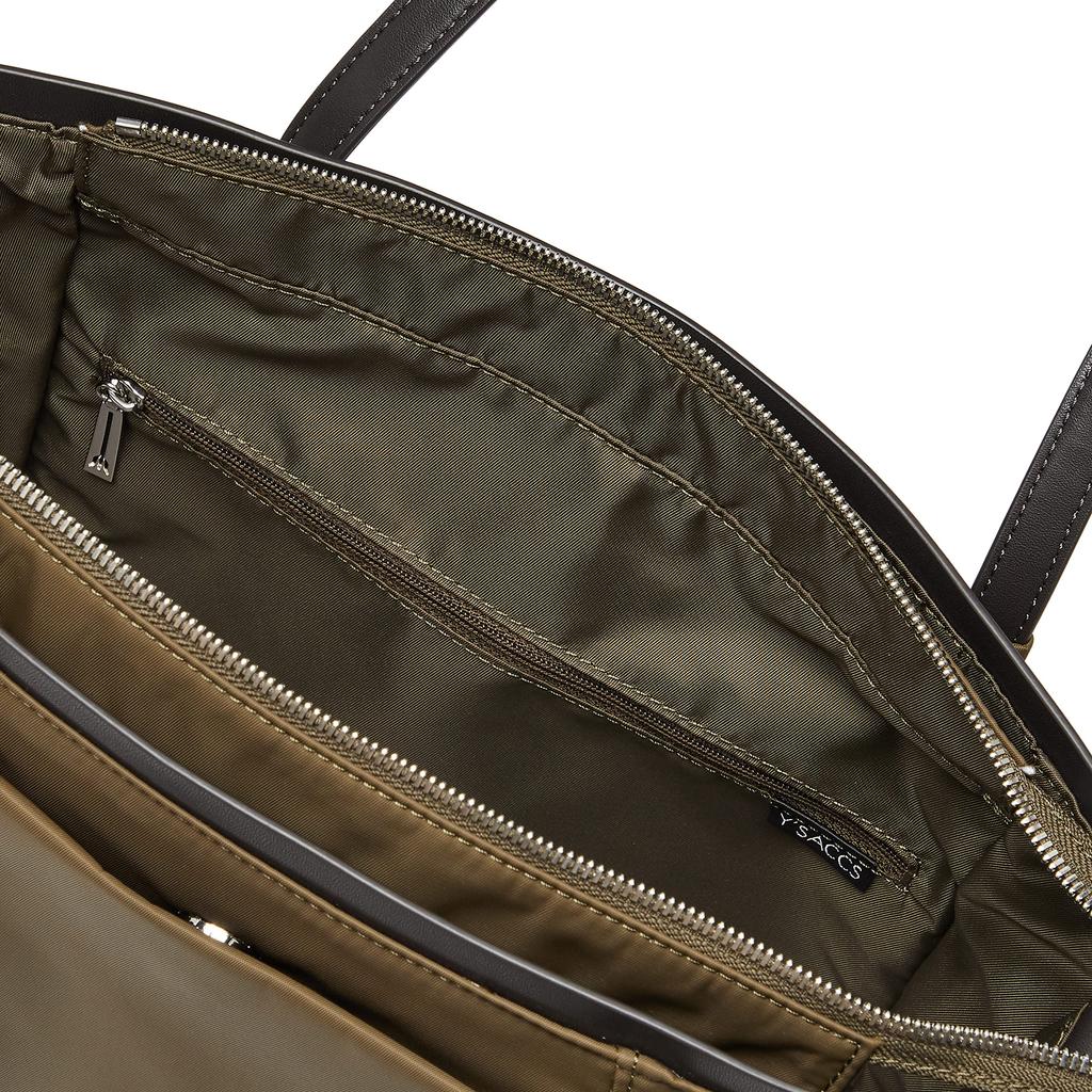 Tasche aus recyceltem Nylon x recyceltem, ordentlichem Khaki [Isaac], Leder, Tragetasche, S, Damen, (86)