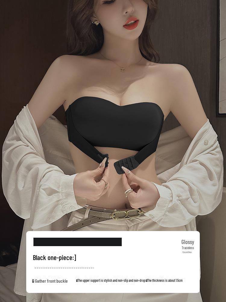 Genuine Strapless Gathered Bra for Women - Non-Slip, Small To Large Chest, Anti-Exposure, Invisible for Wedding Dresses, Beautiful Back Design