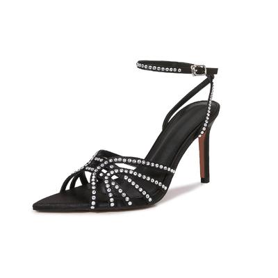 Woman Luxury Rhinestone Chain High Heels Bling Bling High-heeled Sandals  Sandals Women Designers Party Shoes Plus Size 34-42