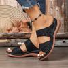 Women's Glitter Two Strap Wedge Sandals Open Toe Soft Sole Comfortable Walking Shoes for Summer Beach Vacation Casual Daily Wear