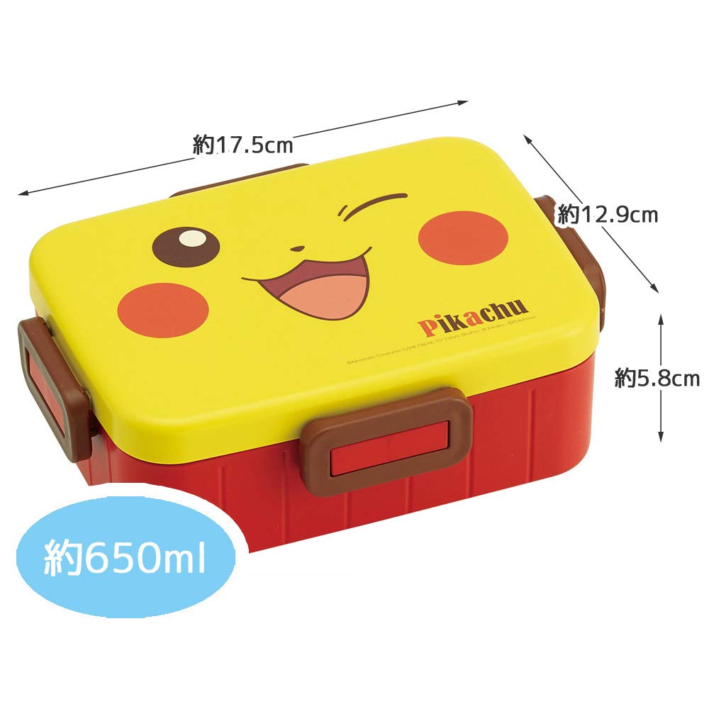 Skater Silver Ion Antibacterial Lock Lunch Pikachu Face Pokemon YZFL7AG Ag+ 4-Point Box, 650ml, 21,