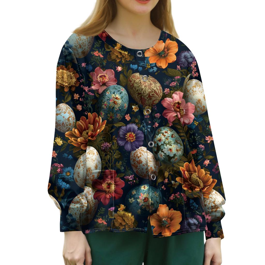 Women's Casual Long Sleeve Single Breasted Printed Dry- Top