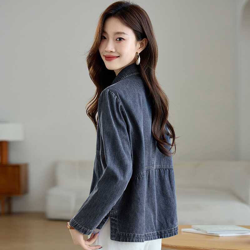Women's Denim Shirt Jacket Casual Elegant Versatile Thin Top for Early Autumn and Spring