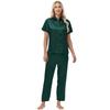 Shirt Ice Silk Pajamas Satin Suit Short Sleeve Long Pants Ladies Home Clothes