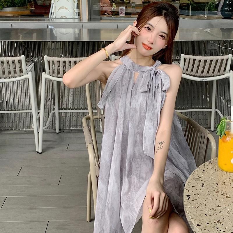 New Chinese style national style neck sling dress women's new summer small niche design short skirt
