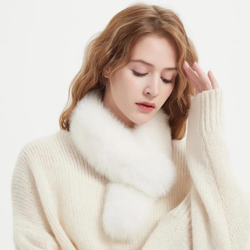 WTEMPO Jednobarevný kožešinový límec bryndák dámský nový klip teplý chránič krku šátek zesílený zimní plyšový šátek z umělé kožešiny