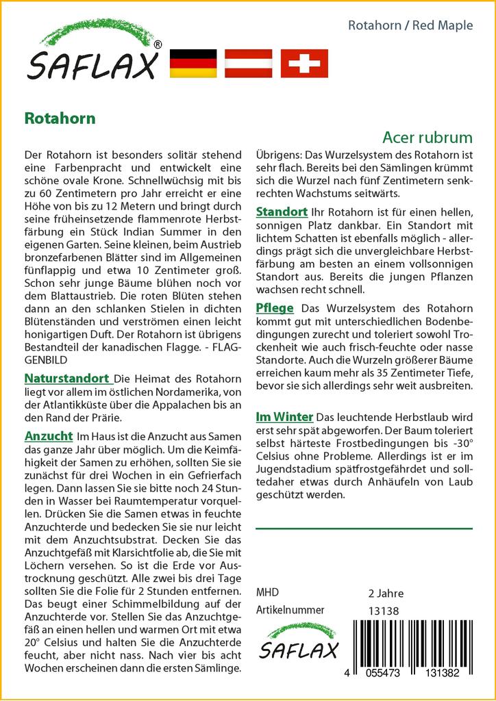 SAFLAX Red Maple - 20 Seeds - Acer Rubrum