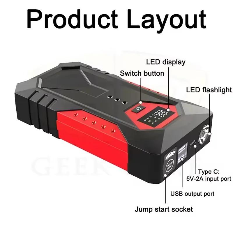 2026 Portable Car Jump Starter Power Bank Car Booster Charger 12V Starting Device Petrol Diesel Car Emergency Booster