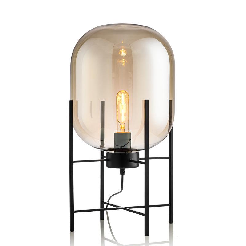 Nordic Industrial Smoky Gray Glass Floor Lamp - Creative Design for Living Room & Bedroom