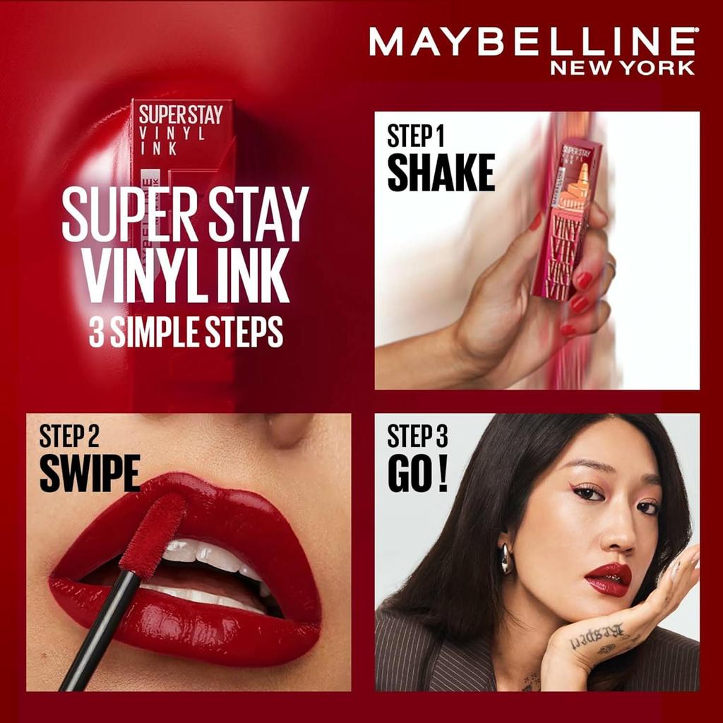 Maybelline New York Superstay Vinyl Ink Longwear Shine Lip Color 4.2ml Salsa Liquid Lipstick