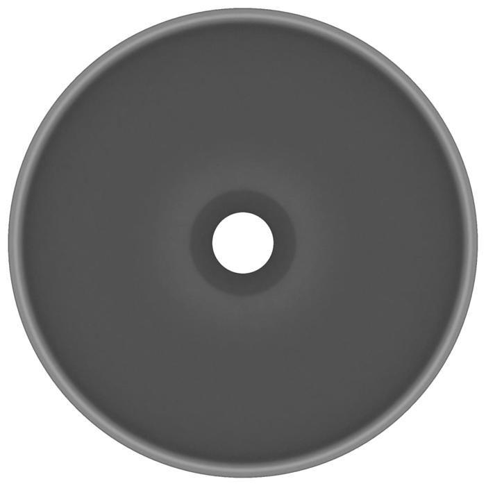 VidaXL Lavabo Rond de Luxe de Salle de Bain Vasque à Poser de Toilette Lave-mains Salle Cosmétique Intérieur Gris Foncé Mat 146972