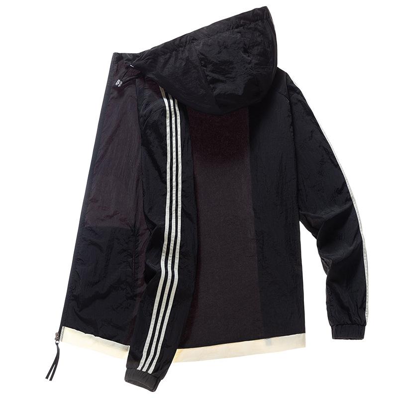 Men's Windbreaker Spring and Summer Light and Thin Color Matching Hooded Loose Outdoor Sunscreen Men's Jacket