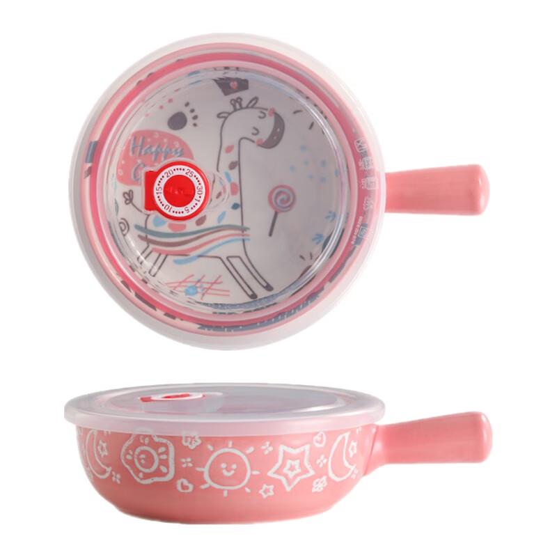 Cartoon Deer Ceramic Handle Bowl with Lid