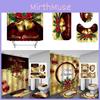 Durable Christmas-themed Bathroom Set With Soft Flannel Mats And Polyester Shower Curtain