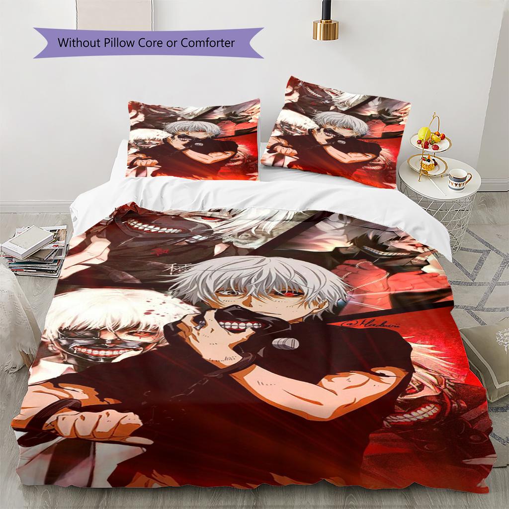 Anime Pattern Bedding Quilt Set Quilt Cover Pillowcase Home Decoration Birthday Gift (1 * Duvet Cover + 2 * Pillowcase, Without Core)