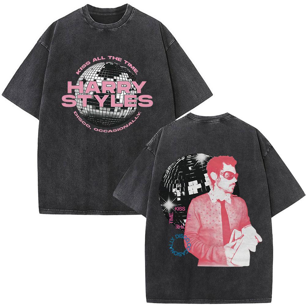Kiss All The Time Disco Occasionally Tour Vintage Washed T Shirt Men Women High Quality Oversized Cotton Tshirt Streetwear