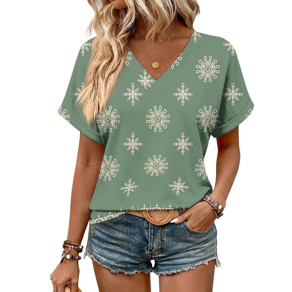 Womens Summer Tops  Short Sleeve V Neck Shirts Casual Dressy  Summer Blouses Tunic Top