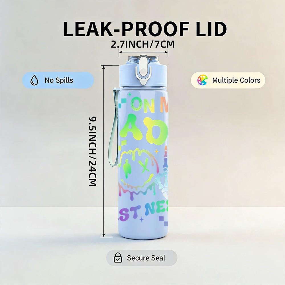 1PC On My Dads Last Nerve Funny Quote 750ml Color Plastic Sports Water Bottle Leakproof Flip Straw Lid Suitable for Sports Office Home Use