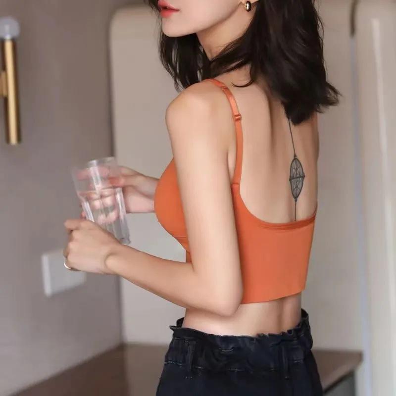 

Кака U-образный бэк-топ с красивой спиной, жилет знаменитостей из Интернета, женский летний внутренний чехол снизу с накладкой на груди, небольшая подтяжка, внешний верх large size [130-87.5kg]