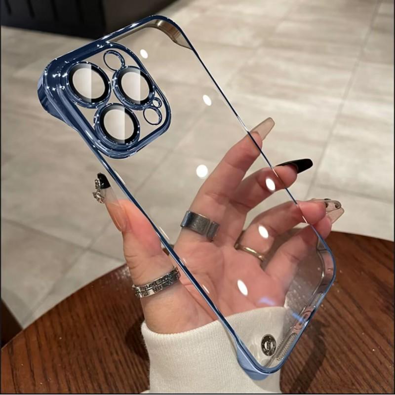 Ultra Thin Clear Full Cover Phone Case IPhone 16 Pro Max With Electroplated Frame Shockproof PC Bumper