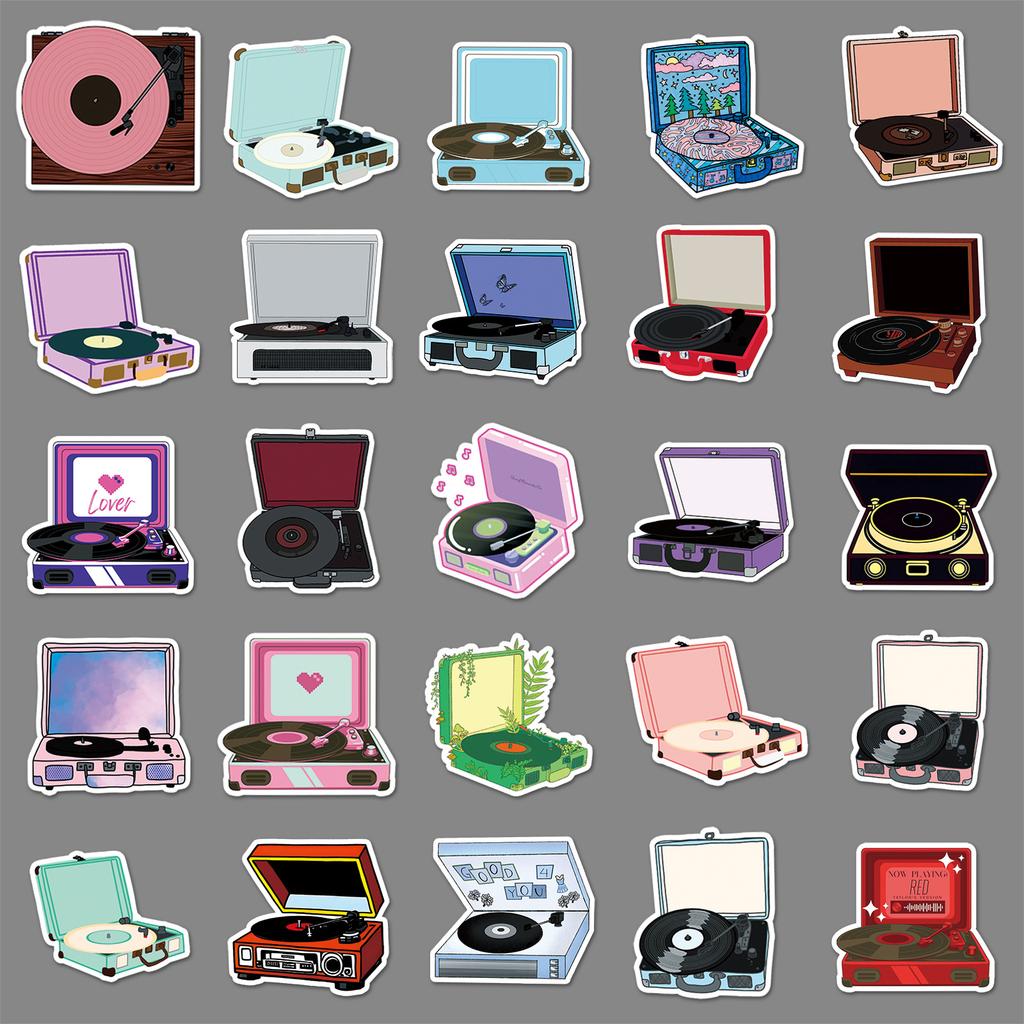 50 Record Record Machines with Small Personality, Fresh and Trendy Cool Decorative Water Cup Suitcase Laptop Stickers