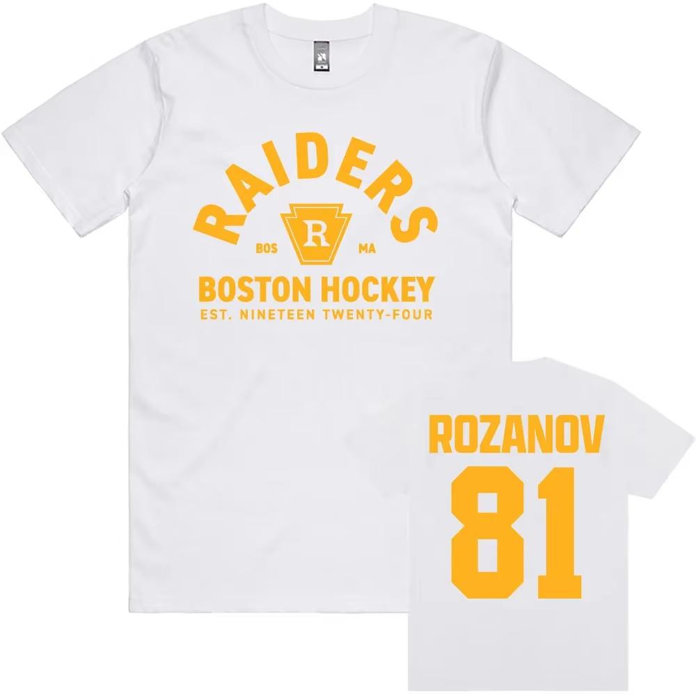 2026 New Rozanov 81 Boston Raiders Cottage Same Cotton Womens Mens Shirt Graphics Heated Rival Short Sleeved Tshirt