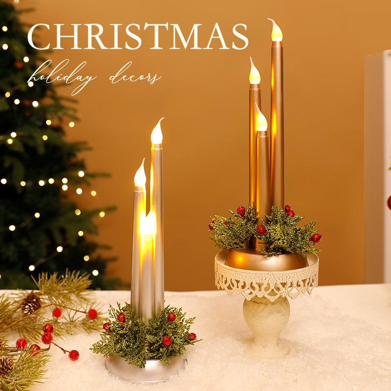 Christmas Candle Ornament: Desktop Decoration Holder with Night Light